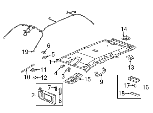 2010 Chevy Equinox Panel Asm,Headlining Trim *Light T*Titanium Diagram for 19302129