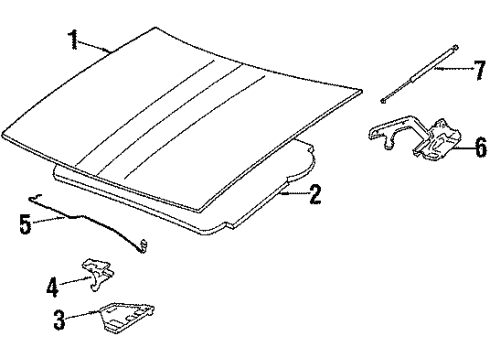 1986 Buick Skyhawk Hood & Components, Body Diagram