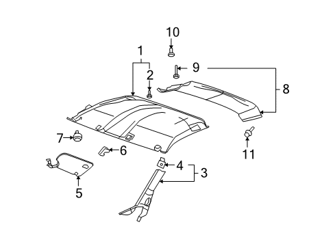 2007 Chevy Corvette Interior Trim - Roof Diagram 3 - Thumbnail