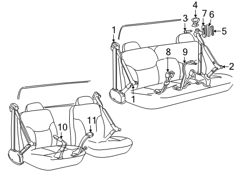 1996 Chevy C3500 Passenger Seat Belt Kit(Retractor Side) *Gray Diagram for 12376732