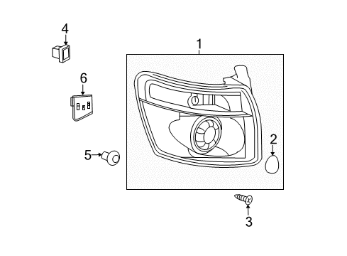 2008 GMC Acadia LAMP ASM,TAIL<SEE GUIDE/CONTACT BFO> Diagram for 19419021