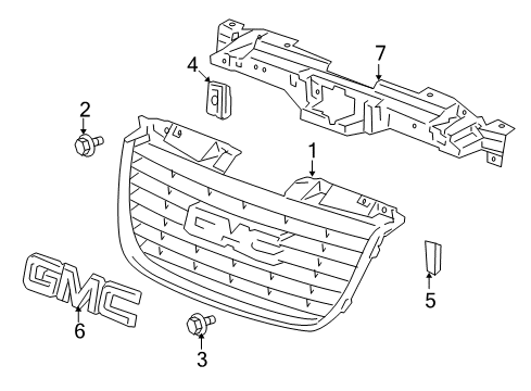 2014 GMC Yukon Grille & Components Diagram