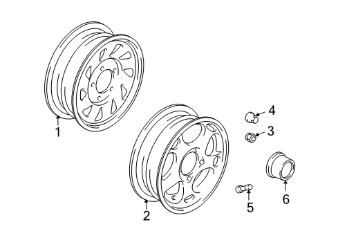 1999 Chevy Tracker Wheels, Covers & Trim Diagram