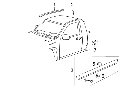 2007 Chevy Colorado Exterior Trim - Cab Diagram 2 - Thumbnail