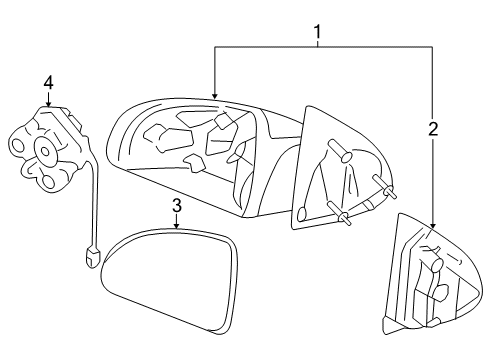 2007 Chevy Cobalt Mirror Assembly, Outside Rear View *Black Diagram for 15943876