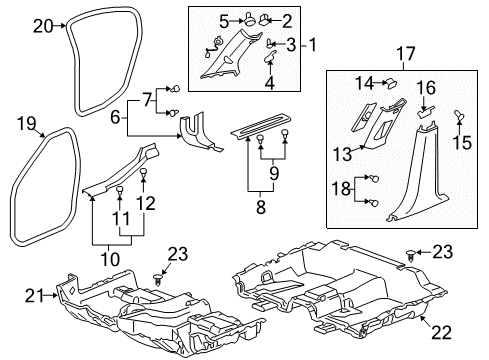 2010 Buick Lucerne Retainer, Body Hinge Pillar Trim (Push Diagram for 10185925