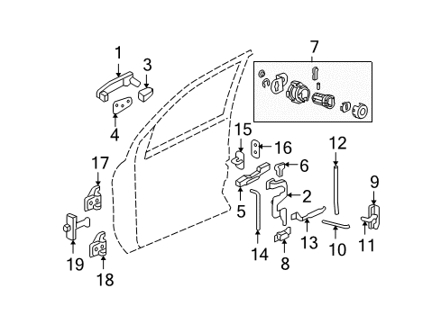 2006 Pontiac Torrent Front Door - Lock & Hardware Diagram