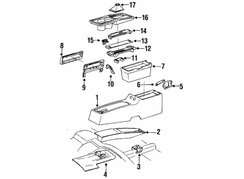 1992 GMC Typhoon Hinge,Front Floor Console Dr*Black* *Black)(Paint Diagram for 52377262