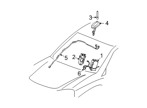 2009 Chevy Equinox Base Assembly, Radio Antenna Diagram for 25841607