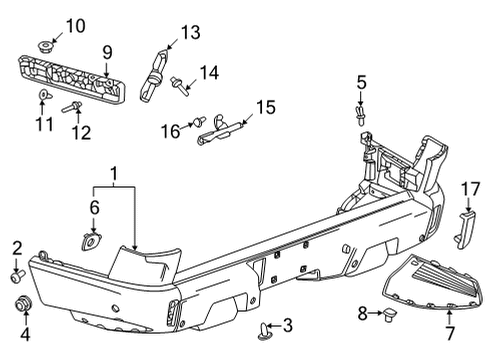 2022 GMC Hummer EV Pickup Bumper & Components - Rear Diagram 1 - Thumbnail