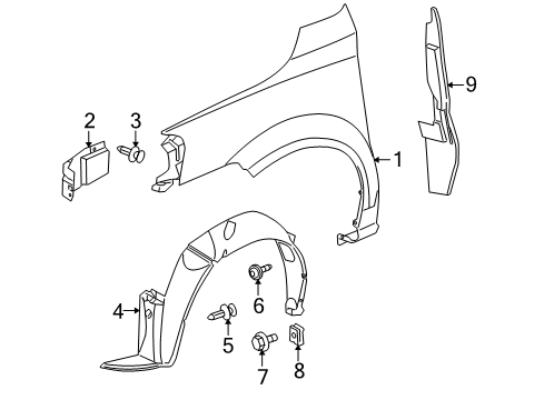 2006 Buick Terraza Fender & Components Diagram