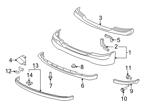 2006 GMC Yukon Cap,Front Bumper Fascia Trim *Primed Diagram for 89026801