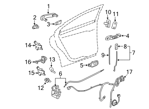 2007 Saturn Aura Rear Side Door Lock Assembly Diagram for 15885952