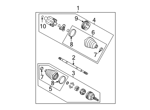 2004 Cadillac DeVille Drive Axles - Front Diagram