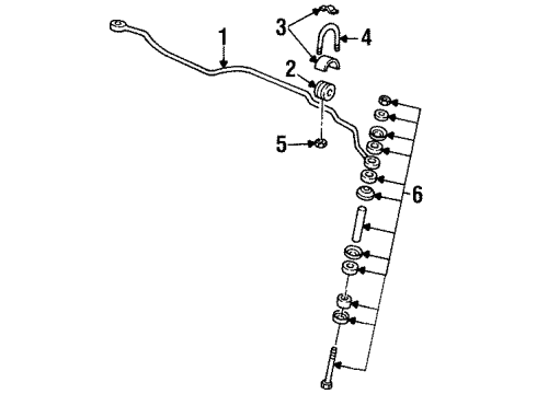 1993 Oldsmobile Achieva Stabilizer Bar & Components - Front Diagram