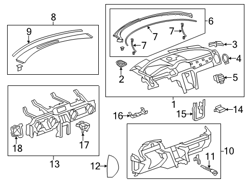 2016 Buick Enclave Pad Assembly, Instrument Panel Trim *Ebony Diagram for 84383171