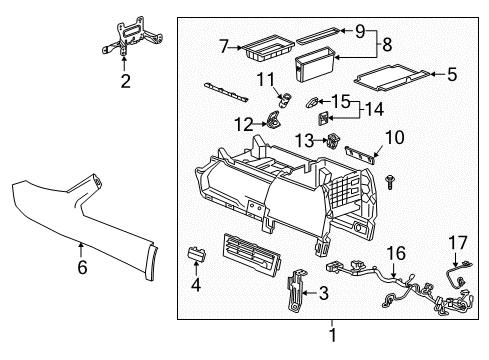 2017 GMC Sierra 1500 Panel Assembly, Front Floor Console Extension *Jet Black Diagram for 84032899