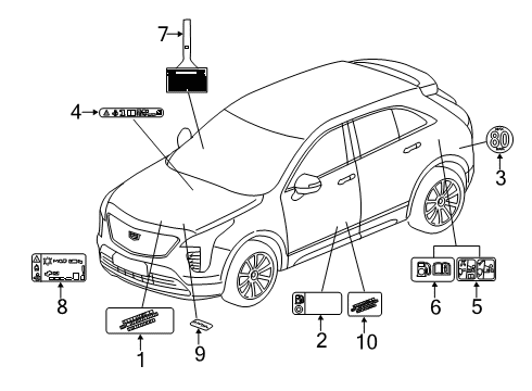 2022 Cadillac XT4 Information Labels Diagram