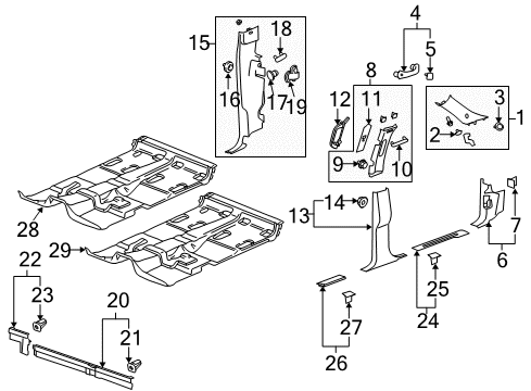 2013 GMC Sierra 1500 Insulator Assembly, Floor Panel Diagram for 25896661