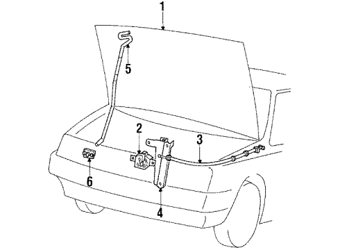 1987 Chevy Spectrum Cable,Hood Primary Latch Release Diagram for 94106136