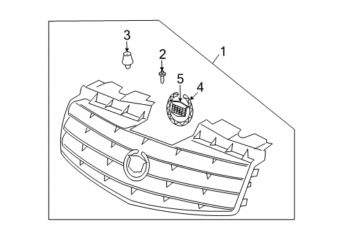 2005 Cadillac SRX Grille & Components Diagram