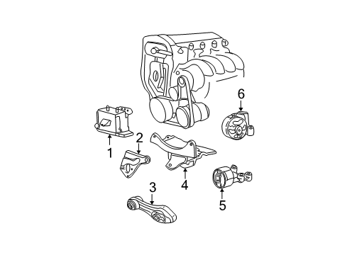 2005 Pontiac Sunfire Engine & Trans Mounting Diagram