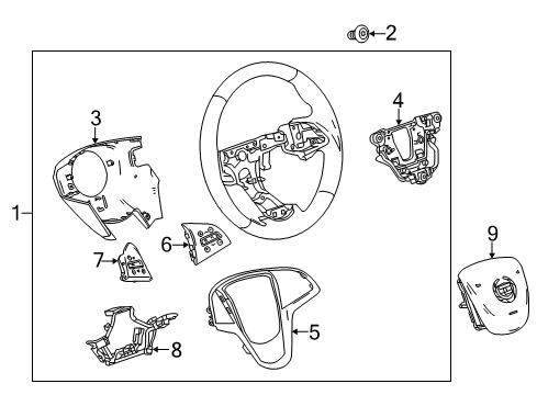 2015 Cadillac ATS Wheel Assembly, Steering *Black Diagram for 23221464