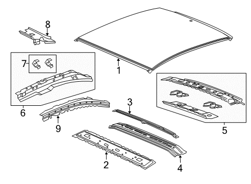 2015 Chevy Volt Bow, Roof Panel #2 Diagram for 25951099