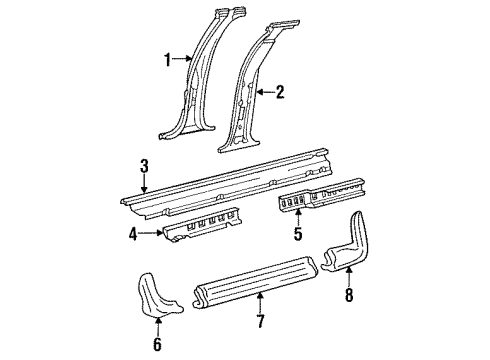 1988 Pontiac Bonneville Panel Assembly, Center Pillar Outer Diagram for 20736865