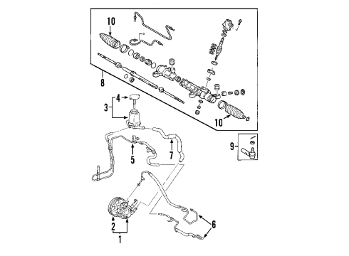 2005 Pontiac Vibe Hose,P/S Fluid Reservoir Outlet Diagram for 88971032