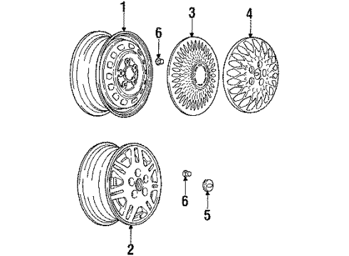 1992 Chevy Lumina APV Wheel Trim Cover Assembly Diagram for 10154221