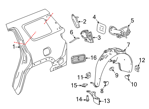 2023 GMC Acadia Quarter Panel & Components Diagram