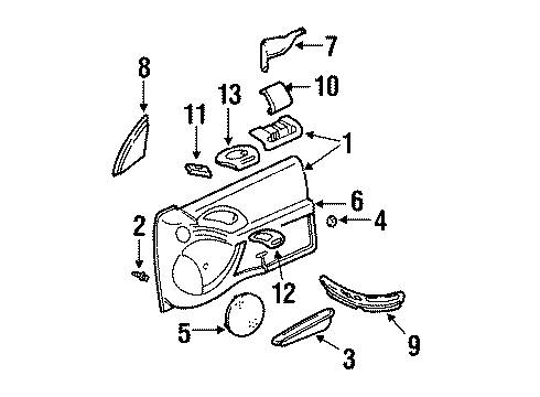 1997 Pontiac Grand Am Bezel, Side Window & Door Lock Switch *Graphite Diagram for 22605382