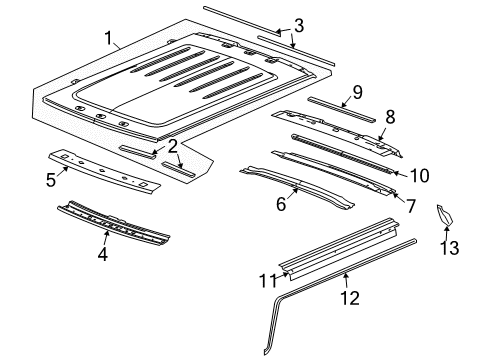 2007 Hummer H2 Weatherstrip Assembly, Front & Rear Side Door Upper Auxiliary Diagram for 25868657