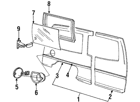 1991 Oldsmobile Silhouette Body Side Panel Diagram 1 - Thumbnail