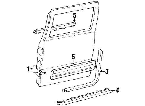 1992 GMC K2500 Molding Assembly, Rear Side Door Diagram for 15646067