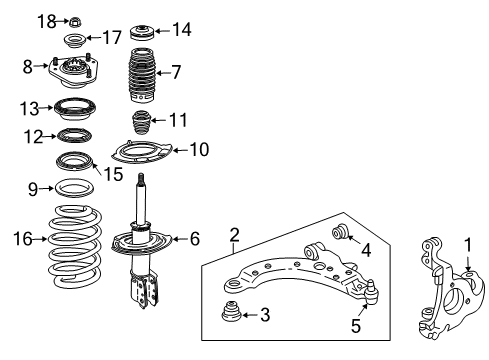 2005 Pontiac Grand Prix Front Lower Control Arm Assembly Diagram for 25853338