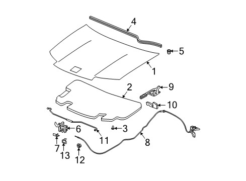 2003 Saturn Ion Hood & Components, Exterior Trim, Body Diagram 1 - Thumbnail