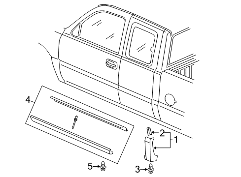 2006 Chevy Silverado 2500 HD Molding Kit,Rocker Panel (LH) *Paint To Mat Diagram for 88980000