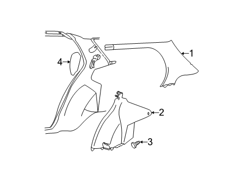 2005 Chevy Cavalier Panel Assembly, Quarter Upper Trim (J Sdn) *Neutral Diagram for 22672962