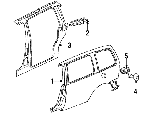 1997 Oldsmobile Silhouette Side Panel & Components, Exterior Trim, Body Diagram 2 - Thumbnail