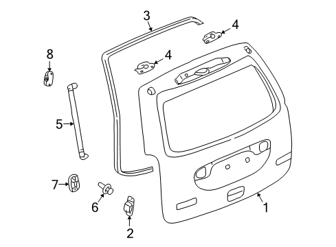 2007 Saturn Vue Weatherstrip Asm,Lift Gate Diagram for 15907504