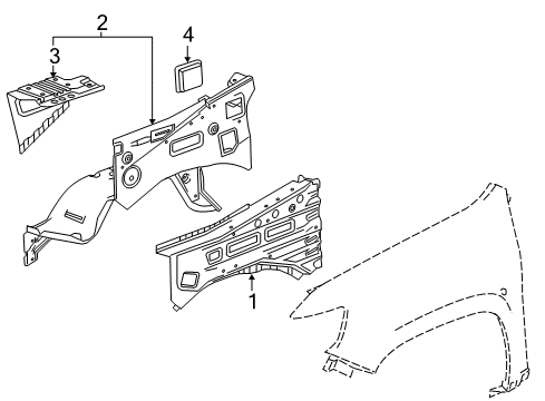 2020 Chevy Colorado Rail Assembly, Front Compartment Upper Side Diagram for 23229849