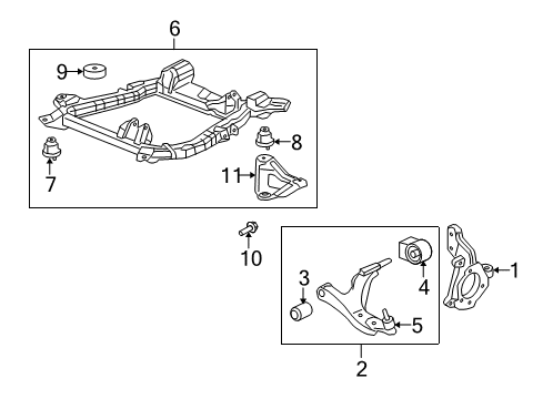 2009 Saturn Vue Front Suspension, Lower Control Arm, Stabilizer Bar, Suspension Components Diagram