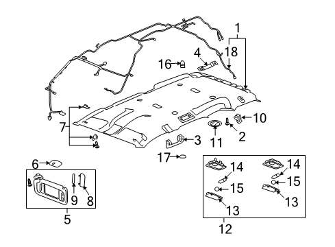 2012 GMC Yukon Panel Assembly, Headlining Trim *Light Cashmere Diagram for 20932702