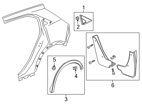 2021 Cadillac XT4 Rear Splash Guards in Black Diagram for 84051309