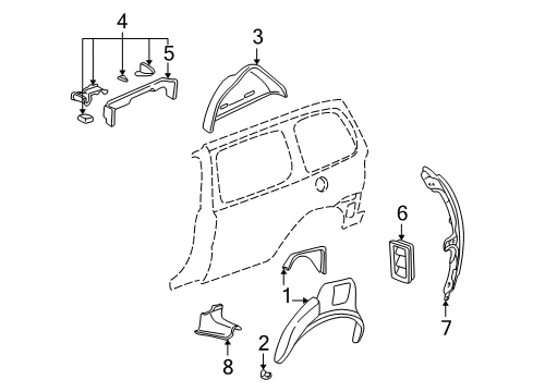 1998 Pontiac Trans Sport Extension,Rear Wheelhouse Panel Front Diagram for 10249291