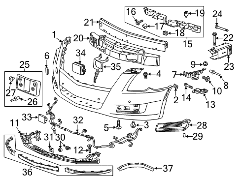 2014 Cadillac XTS Front Bumper Cover *Service Primer Diagram for 19303148