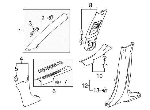 2016 Buick Envision Molding Assembly, Body Hinge Pillar Garnish *Black Diagram for 23330933