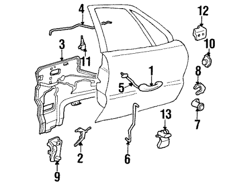 1997 Buick LeSabre Rod Assembly, Front Side Door Outside Handle Diagram for 25623815